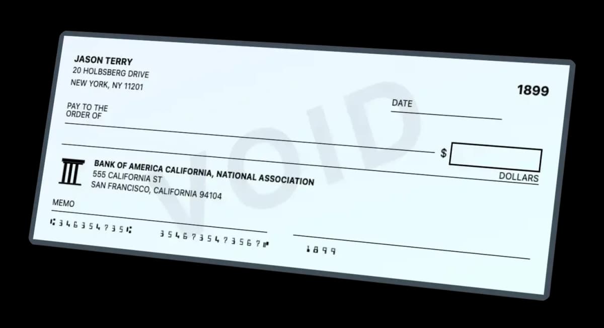 Vista previa de cheque anulado profesional